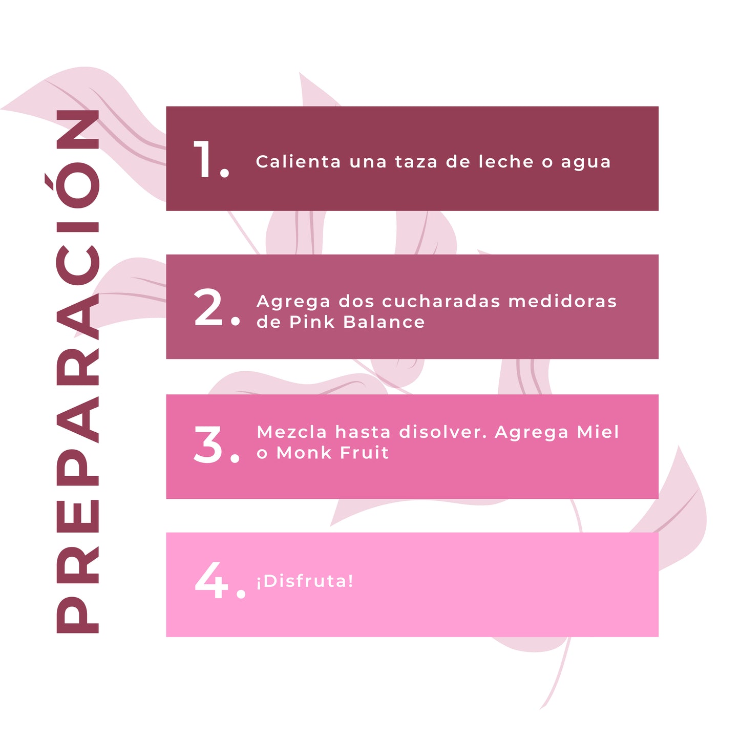 los cuatro pasos para la preparación de Pink Balance
