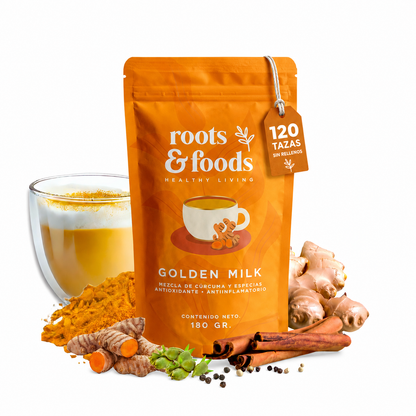 Golden Milk | Leche Dorada Orgánica en Polvo — 120 Tazas, Sin Rellenos
