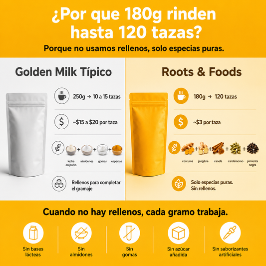 Golden Milk | Leche Dorada Orgánica en Polvo — 120 Tazas, Sin Rellenos
