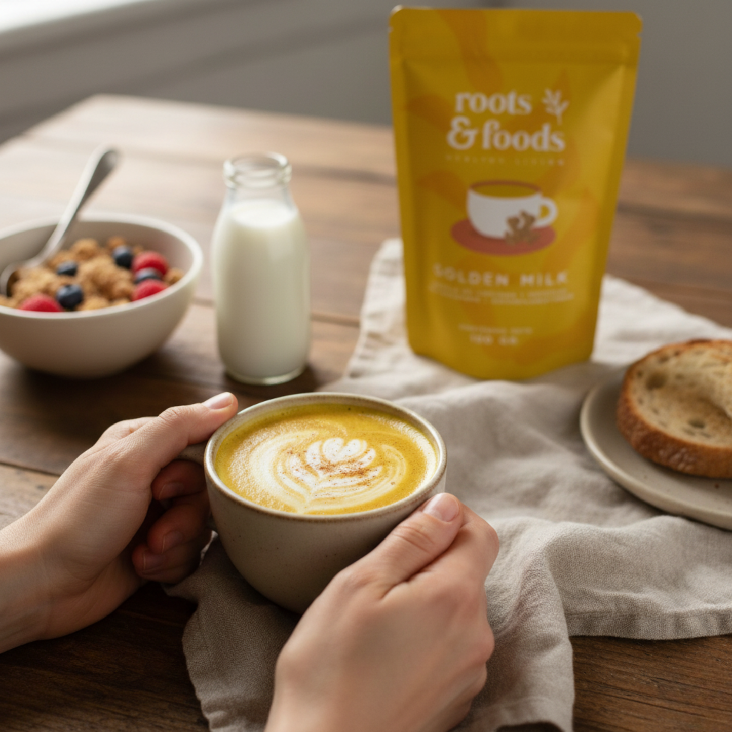 Puedes tomar golden milk a cualquier hora del día, es un excelente sustituto de café y calientito por las noches para relajarse y dormir bien