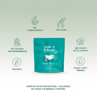 Monk Fruit Puro 120g | Endulzante Natural sin Calorías | Fruto del Monje en Polvo para Cocina y Repostería